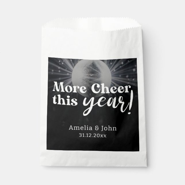 Elegant Black Silver White New Year's Eve Wedding Favor Bag (Front)