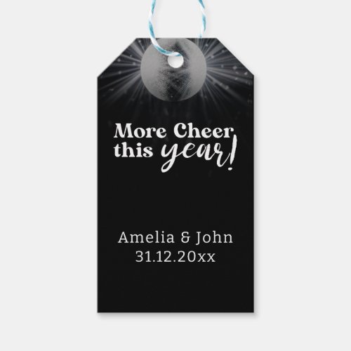 Elegant Black Silver White New Years Eve Wedding Gift Tags