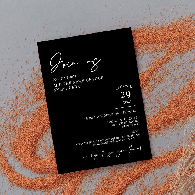 Elegant Black Simple Script Corporate Event Invitation (Creator Uploaded)