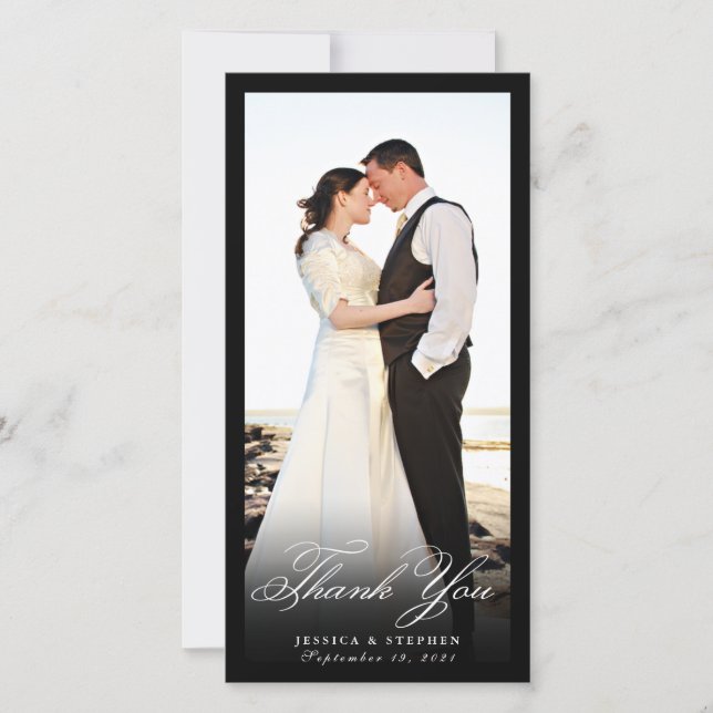 Elegant Black Simple Thank You 8x4 Photo Card (Front)