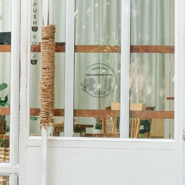 Elegant Black Small Business Opening Hours Window Cling (Creator Uploaded)