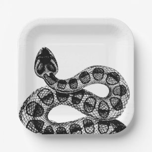 Elegant Black Snake Halloween Paper Plates