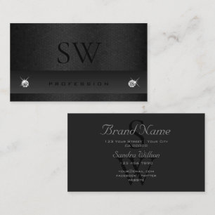 Elegant Black Snake Pattern Dark Colors Monogram Business Card