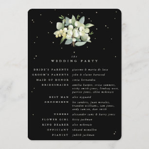 Elegant Black Snowberry+Eucalyptus Bouquet Wedding Program