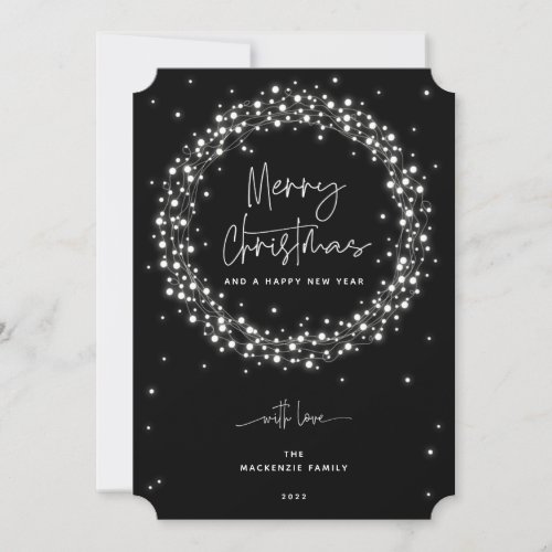 Elegant Black Sparkling Lights Christmas Holiday Card