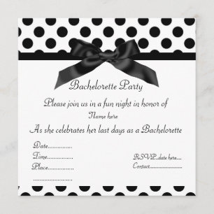 ELEGANT BLACK SPOT BACHELORETTE PARTY INVITATION