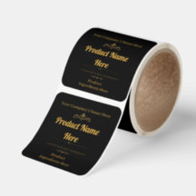 Elegant Black Square Gold Print Text Product