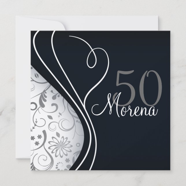Elegant Black Square Invitation (Front)