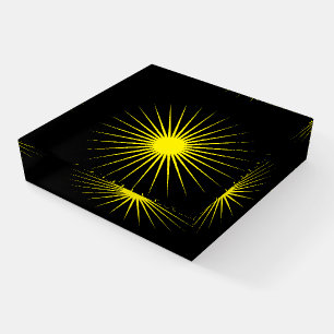 Elegant Black Square Paperweight with Shining Star