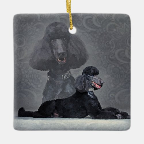 Elegant Black Standard Poodle Composition Ceramic Ornament