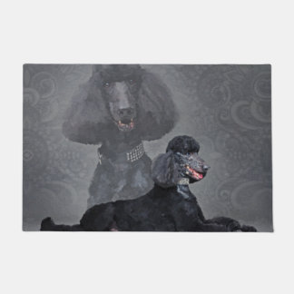 Elegant Black Standard Poodle Composition Doormat