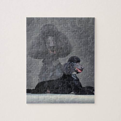 Elegant Black Standard Poodle Composition Jigsaw Puzzle