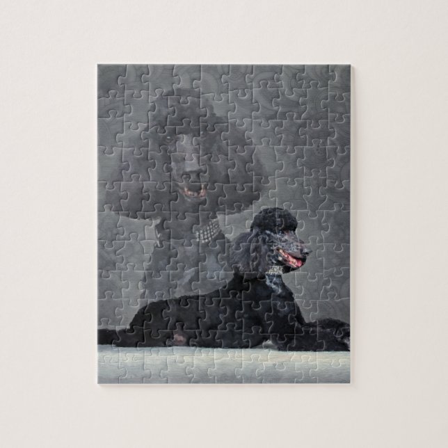 Elegant Black Standard Poodle Composition Jigsaw Puzzle (Vertical)