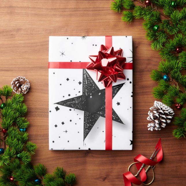 Elegant Black Star Gift Wrap (Holiday Gift)