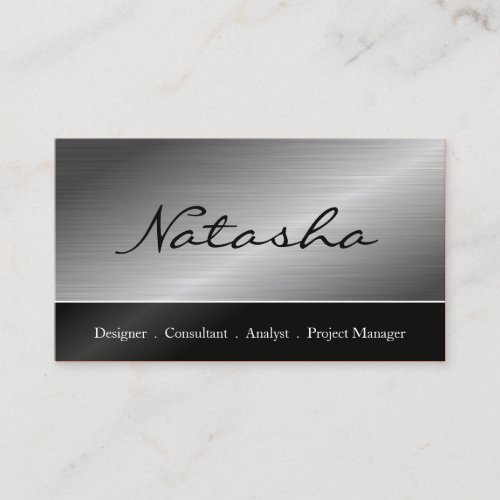 Elegant Black Steel Script Font Business Card