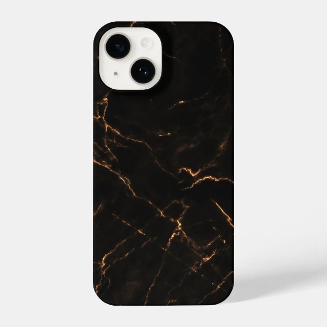Elegant Black Stone Marble Pattern iPhone Case (Back)