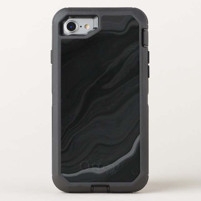 Elegant Black Stone Marble Pattern Otterbox iPhone Case (Back)