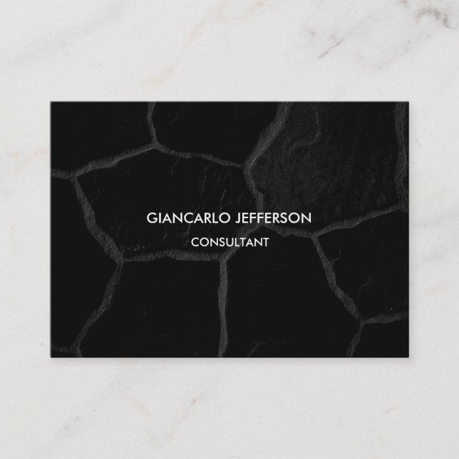 Elegant Black Stone Minimalist Professional Chubby Business Card (Front)