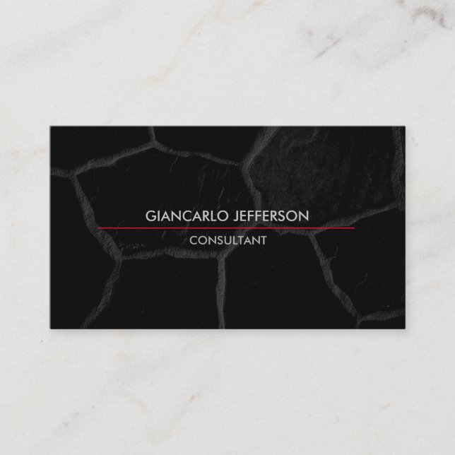 Elegant Black Stone Minimalist Style Professional Business Card (Front)