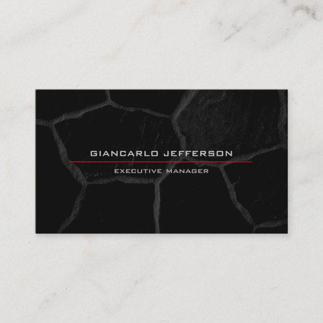 Elegant Black Stone Minimalist Stylish Modern Business Card (Front)