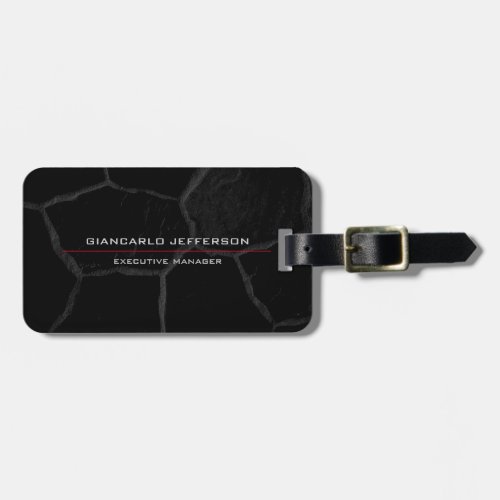 Elegant Black Stone Minimalist Stylish Modern Luggage Tag