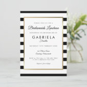 Elegant Black Stripe Gold Bridesmaids Luncheon Invitation (Standing Front)