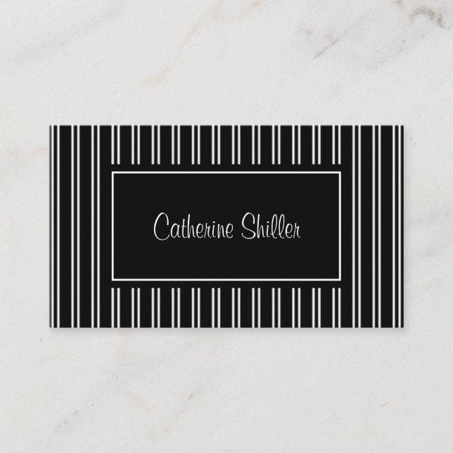 Elegant Black Stripes Business Card (Front)
