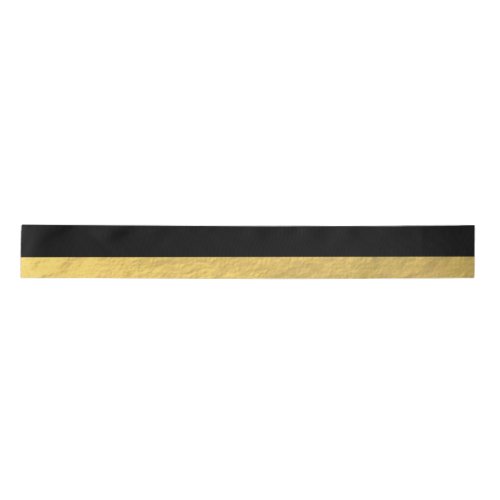 Elegant Black Stripes Gold Foil Printed Satin Ribbon