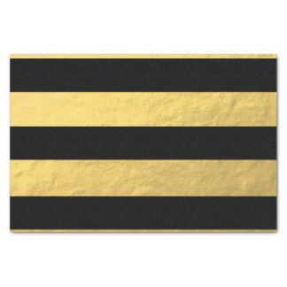 Elegant Black Stripes Gold Foil Printed Tissue Paper