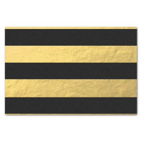 Elegant Black Stripes Gold Foil Printed Tissue Paper