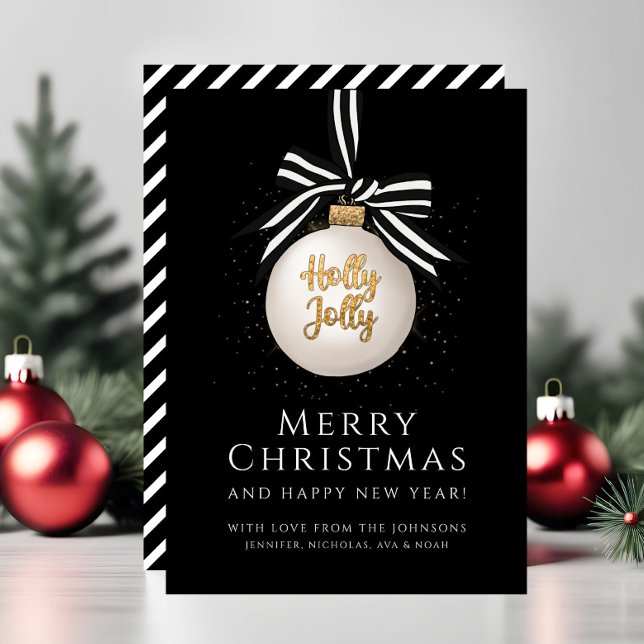 Elegant Black Stripes Merry Christmas Holiday Card (Elegant Black Stripes Merry Christmas Holiday Card)