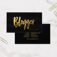 Elegant Black Stripes Script Blogger Social Media Business Card