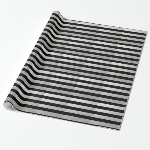 Elegant Black Stripes Silver Foil Printed Wrapping Paper