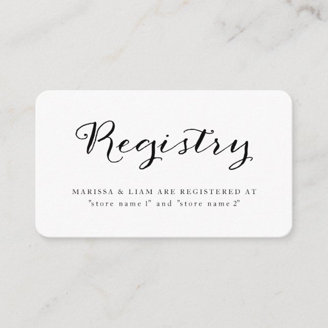 Elegant Black Stripes Wedding Registry Cards (Front)