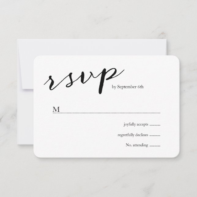 Elegant Black Stripes Wedding RSVP (Front)