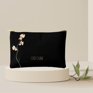Elegant Black Stylish Floral Boho Cute Accessory Pouch