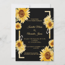 Elegant Black Sunflower Gold Fall Wedding