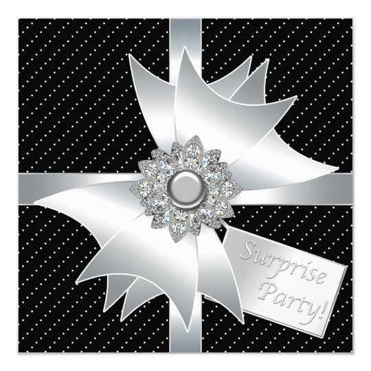 Elegant Black Surprise Birthday Party Card