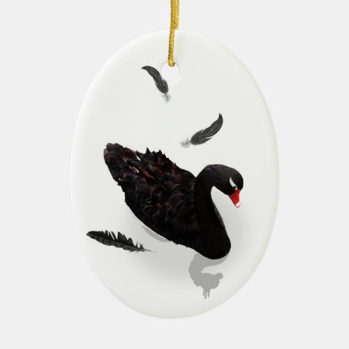 Elegant Black Swan Ceramic Ornament