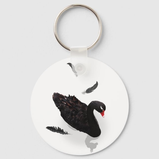 Elegant Black Swan Keychain (Front)