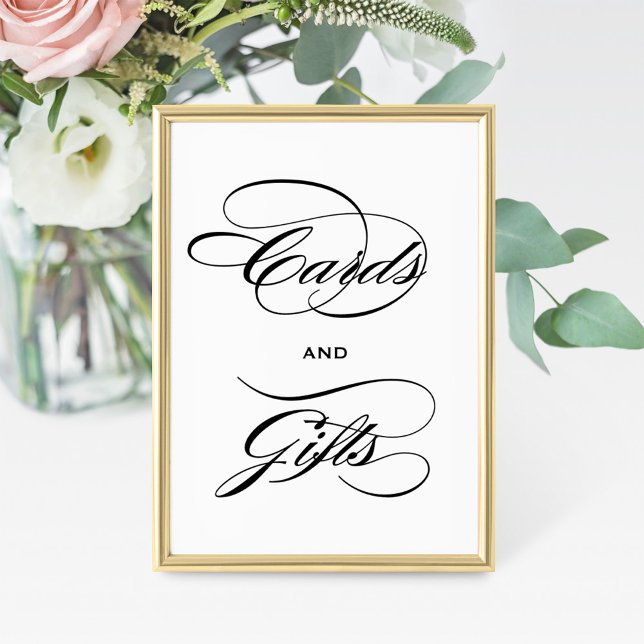 Elegant Black Swash Cards and Gifts Sign (Creator Uploaded)