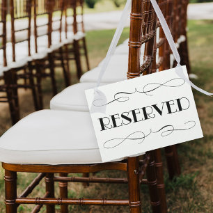 Elegant Black Swash Reserved Wedding Sign Invitation