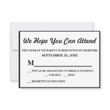 Elegant Black Swirls on Matte Gold Wedding RSVP