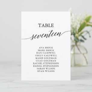 Elegant Black Table Number 17 Seating Chart