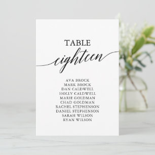Elegant Black Table Number 18 Seating Chart