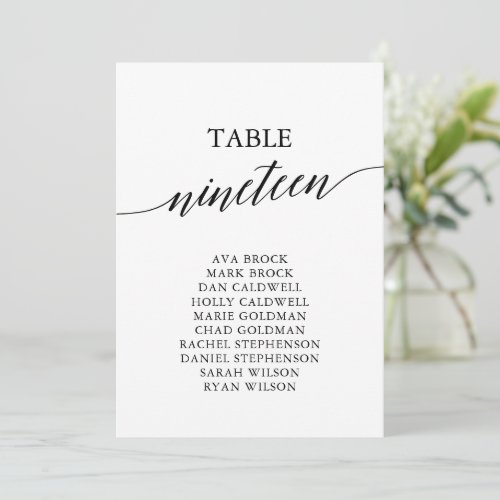 Elegant Black Table Number 19 Seating Chart