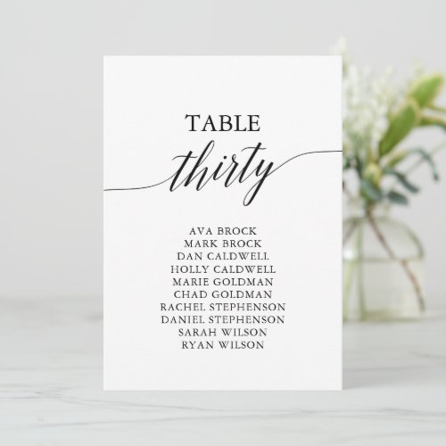 Elegant Black Table Number 30 Seating Chart