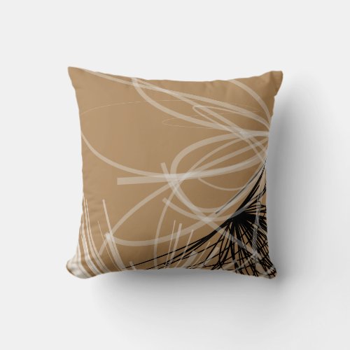 Elegant Black  Tan Abstract Design Throw Pillow