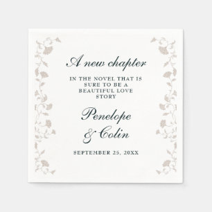 Elegant Black Tan Vintage Library Book Wedding Napkins