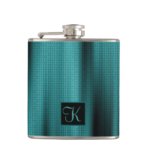 Elegant Black & Teal Personalized Monogram Gift Flask
